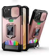 Load image into Gallery viewer, Heavy Duty Kickstand Stand Ring Shockproof Protective Cases Cover Camera Protection Magnetic Holder Case For iPhone 14 13 12 Pro Max Shockproof Card Slot Stand Cover
