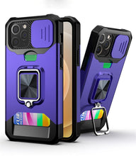 Load image into Gallery viewer, Heavy Duty Kickstand Stand Ring Shockproof Protective Cases Cover Camera Protection Magnetic Holder Case For iPhone 14 13 12 Pro Max Shockproof Card Slot Stand Cover
