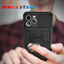 Load image into Gallery viewer, Heavy Duty Protective Phone Case Built-in Rotating Ring Kickstand Shockproof Case Camera Protection Armor Phone Case For iPhone 13 Pro Max 12 11 XR XS Max Shockproof Bumper Ring Holder Back Cover
