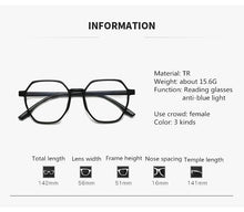 Load image into Gallery viewer, Hexagonal Frame for Women Men, Fashion Glasses Men And Women Reading Glasses Cute Clear Optical Glasses Frame Women Round Frame Retro Eyeglasses + 1.0 + 1.5 + 2.0 + 2.5 + 3.0 + 3.5 + 4.0

