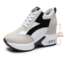 Load image into Gallery viewer, High Heel Womens Sneakers Shoes Red Black Air Cushion Casual Shoes Women Sneakers Modern Shoes Classic Athletic Sports Walking Shoes With Lace Up Platform Leather Trainers

