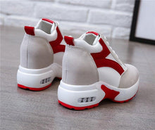 Load image into Gallery viewer, High Heel Womens Sneakers Shoes Red Black Air Cushion Casual Shoes Women Sneakers Modern Shoes Classic Athletic Sports Walking Shoes With Lace Up Platform Leather Trainers
