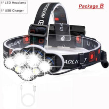 Load image into Gallery viewer, High Lumen Ultra Bright Powerful Rechargeable LED Headlamp  USB Head Lamp 7 LED Headlight Head Flashlight Waterproof Flashlight Head Torch For Outdoor Camping Cycling Running Fishing
