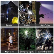 Load image into Gallery viewer, High Lumen Ultra Bright Powerful Rechargeable LED Headlamp  USB Head Lamp 7 LED Headlight Head Flashlight Waterproof Flashlight Head Torch For Outdoor Camping Cycling Running Fishing
