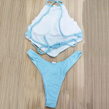 Load image into Gallery viewer, High Neck Swimwear Women Bikini Tied Top Swimsuit Female Brazilian Bikini Set Bathing Suit Swim Women's Bikini Set High Waist  Scoop Collar Padded Swimsuit
