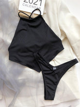 Load image into Gallery viewer, High Neck Swimwear Women Bikini Tied Top Swimsuit Female Brazilian Bikini Set Bathing Suit Swim Women's Bikini Set High Waist  Scoop Collar Padded Swimsuit
