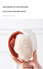 Load image into Gallery viewer, High Quality Cow Suede Leather Plush Fur Lined Women Winter Slippers Home Half Casual Shoes Flats Waterproof Memory Foam House Shoes Slipper With Fuzzy Plush Design
