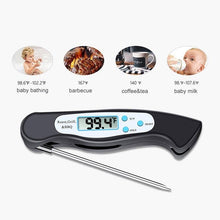 Load image into Gallery viewer, High Quality Foldable Food Thermometer Probe Digital BBQ Meat Kitchen Thermometer  Instant Read Meat Thermometer With 4.6” Folding Probe Backlight &amp; Calibration Function For Cooking Food Candy BBQ Grill Liquids Beef Liquid Water Oil Temperature Gauge
