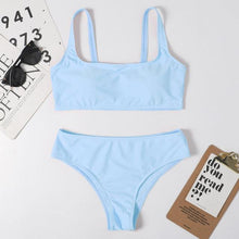 Load image into Gallery viewer, High Waist Bikini Black Swimwear Women Swimsuit High Leg Bikinis Set Women High Waist Bandeau Bikini Set Strapless 2 Piece Bathing Suit Swimsuits Tie Wrap Swimsuits Swimming for Bathing Suit Woman Swimsuits
