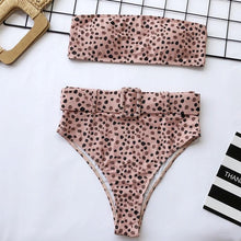 Load image into Gallery viewer, High Waist Bikini Black Swimwear Women Swimsuit High Leg Bikinis Set Women High Waist Bandeau Bikini Set Strapless 2 Piece Bathing Suit Swimsuits Tie Wrap Swimsuits Swimming for Bathing Suit Woman Swimsuits
