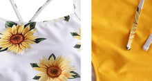 Load image into Gallery viewer, High Waist Bikini Sunflower Swimsuit Women Bikini Floral Swimsuit Floral Crop Tie Knot Front High Waist Bikini Set Two Piece Swimsuit For Women  Summer High Waisted Bathing Suit
