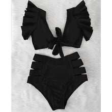 Load image into Gallery viewer, High Waist Bikini Ruffle Swimwear Women Print Swimsuit Push Up Bikinis Plus Size Bathing Suits Floral Beach Wear Bikini Swimsuits for Teen Girls
