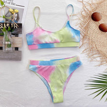 Load image into Gallery viewer, High Waist Bikini Swimsuits Women Push Up Swimwear Ribbed Bathing Suit Strap  Bikinis Set Beachwear High Waist Bathing Suit Full Coverage Two Piece Swimsuit
