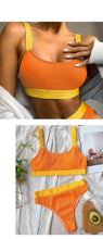 Load image into Gallery viewer, High Waist Swimwear Bikini Women's Swimsuits Women's Halter Self Tie High Waist Two Piece Bikini Set Swimsuits Push Up Bikini Shiny Splicing Bikinis High Cut Bathing Suits
