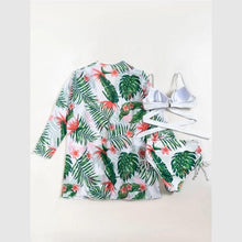 Load image into Gallery viewer, High-Waist Swimwear Set Summer Floral Print Bikini Swimsuit Beachwear Women  Push-Up Bathing Suit Tie Dye 3 Pieces Strings High Cut Bikini Set Bathing Suits
