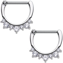 Load image into Gallery viewer, 14G 1/2 Clear Gem Septet Nipple Clicker Set
