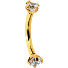Load image into Gallery viewer, 5/16 Clear CZ Gem Gold PVD Bling Bling Curved Eyebrow Ring
