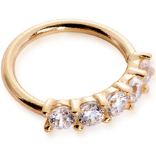 Load image into Gallery viewer, 18G 1/4 Clear CZ Gem 14k Yellow Gold Seamless Circular Ring
