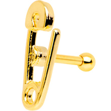 Load image into Gallery viewer, 16G 1/4 Gold PVD Open Safety Pin Tragus Cartilage Earring
