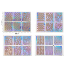 Load image into Gallery viewer, Hollow Nail Sticker Stylish Self-adhesive Manicure Sticker Nail Art Accessory 3D Christmas Nail Art Decoration Stickers Decoration New Gold Nail Transfer Foils for Nail Arts Nails Supply Holographic Effect Nail Art Foil Stickers Holographic Nail Art
