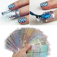 Load image into Gallery viewer, Hollow Nail Sticker Stylish Self-adhesive Manicure Sticker Nail Art Accessory 3D Christmas Nail Art Decoration Stickers Decoration New Gold Nail Transfer Foils for Nail Arts Nails Supply Holographic Effect Nail Art Foil Stickers Holographic Nail Art
