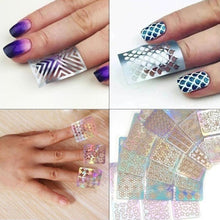 Load image into Gallery viewer, Hollow Nail Sticker Stylish Self-adhesive Manicure Sticker Nail Art Accessory 3D Christmas Nail Art Decoration Stickers Decoration New Gold Nail Transfer Foils for Nail Arts Nails Supply Holographic Effect Nail Art Foil Stickers Holographic Nail Art
