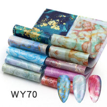 Load image into Gallery viewer, Holographic Nail Foil Transfer Set Sticker Decal Nail Art Foils Designer Marble Nail Decoration Sliders Wraps Manicure  Women Kids Girls Manicure Decoration Nail Art Supplies 3D Self-Adhesive Nail Decals Designer Nail Stickers for Acrylic Nails
