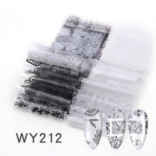 Load image into Gallery viewer, Holographic Nail Foil Transfer Set Sticker Decal Nail Art Foils Designer Marble Nail Decoration Sliders Wraps Manicure  Women Kids Girls Manicure Decoration Nail Art Supplies 3D Self-Adhesive Nail Decals Designer Nail Stickers for Acrylic Nails
