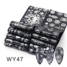 Load image into Gallery viewer, Holographic Nail Foil Transfer Set Sticker Decal Nail Art Foils Designer Marble Nail Decoration Sliders Wraps Manicure  Women Kids Girls Manicure Decoration Nail Art Supplies 3D Self-Adhesive Nail Decals Designer Nail Stickers for Acrylic Nails
