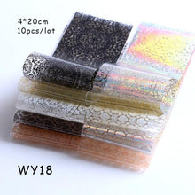Load image into Gallery viewer, Holographic Nail Foil Transfer Set Sticker Decal Nail Art Foils Designer Marble Nail Decoration Sliders Wraps Manicure  Women Kids Girls Manicure Decoration Nail Art Supplies 3D Self-Adhesive Nail Decals Designer Nail Stickers for Acrylic Nails
