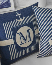 Load image into Gallery viewer, Home Decorative Pillows Mediterranean Pillow Cover Blue Anchor Navigation Compass Sailboat Pillowcase Decorative Cushion Cover For Home Cover Sea Blue Compass Marine Ship Linen Pillow Case Cushion Cover 45x45CM
