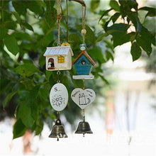 Load image into Gallery viewer, Home Garden Ornaments Bird House cage House Bamboo Outdoor Wooden Wind Chimes Painted Design With Birdhouse Crown Home Ornament Wind Chimes
