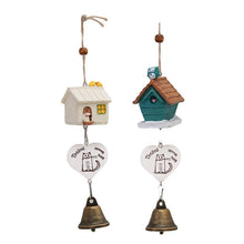 Load image into Gallery viewer, Home Garden Ornaments Bird House cage House Bamboo Outdoor Wooden Wind Chimes Painted Design With Birdhouse Crown Home Ornament Wind Chimes
