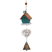 Load image into Gallery viewer, Home Garden Ornaments Bird House cage House Bamboo Outdoor Wooden Wind Chimes Painted Design With Birdhouse Crown Home Ornament Wind Chimes
