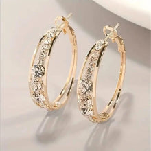 Load image into Gallery viewer, Hoop Earrings Inlaid Shiny Rhinestone For Ladies
