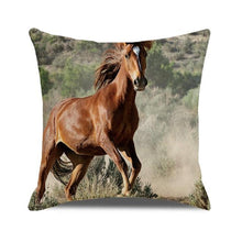 Load image into Gallery viewer, Horse Pattern Pillow Cover Running Horses Cotton Linen Square Cushion Cover Standard Pillowcase for Men Women Home Decorative Sofa Armchair Bedroom Livingroom Farmhouse 45x45CM
