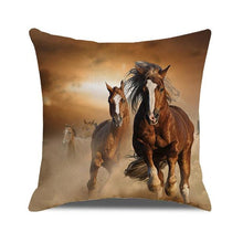 Load image into Gallery viewer, Horse Pattern Pillow Cover Running Horses Cotton Linen Square Cushion Cover Standard Pillowcase for Men Women Home Decorative Sofa Armchair Bedroom Livingroom Farmhouse 45x45CM

