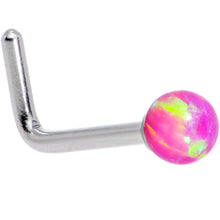 Load image into Gallery viewer, Pink 2.5mm Synthetic Opal Ball L-Shape Nose Ring
