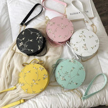 Load image into Gallery viewer, Hot Looking Sweet Lace Round Handbags High Quality PU Leather Small Fresh Flower Chain Shoulder Crossbody Bags For Women
