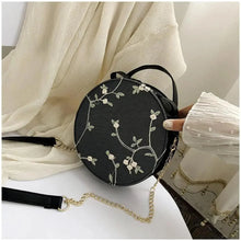 Load image into Gallery viewer, Hot Looking Sweet Lace Round Handbags High Quality PU Leather Small Fresh Flower Chain Shoulder Crossbody Bags For Women

