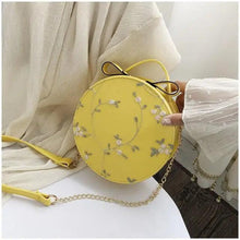 Load image into Gallery viewer, Hot Looking Sweet Lace Round Handbags High Quality PU Leather Small Fresh Flower Chain Shoulder Crossbody Bags For Women
