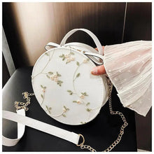 Load image into Gallery viewer, Hot Looking Sweet Lace Round Handbags High Quality PU Leather Small Fresh Flower Chain Shoulder Crossbody Bags For Women
