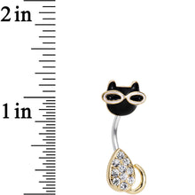 Load image into Gallery viewer, Clear Gem Cool Cat Double Mount Belly Ring
