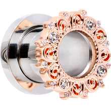 Load image into Gallery viewer, 0G Clear Gem Flowering Frame Screw Fit Tunnel Plug Set
