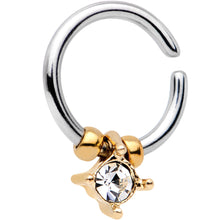 Load image into Gallery viewer, 16G Gold Tone Clear Gem Drop Annealed Seamless Circular Ring
