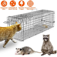 Load image into Gallery viewer, Humane Live Animal Rodent Cage Collapsible Galvanized Wire
