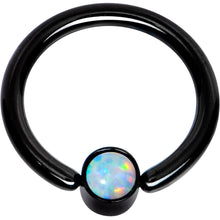 Load image into Gallery viewer, 16G 5/16 White Faux Opal 3mm Disc Black BCR Captive Ring
