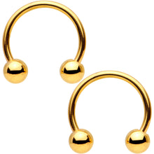 Load image into Gallery viewer, 16G 3/8 Rainbow Black Gold Tone PVD Pack Set of 8 Horseshoe Barbells
