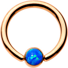 Load image into Gallery viewer, 14G 3/8 Aqua Faux Opal Rose Gold IP BCR Captive Ring

