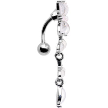 Load image into Gallery viewer, White Faux Opal Frosted Flower Trail Top Mount Dangle Belly Ring

